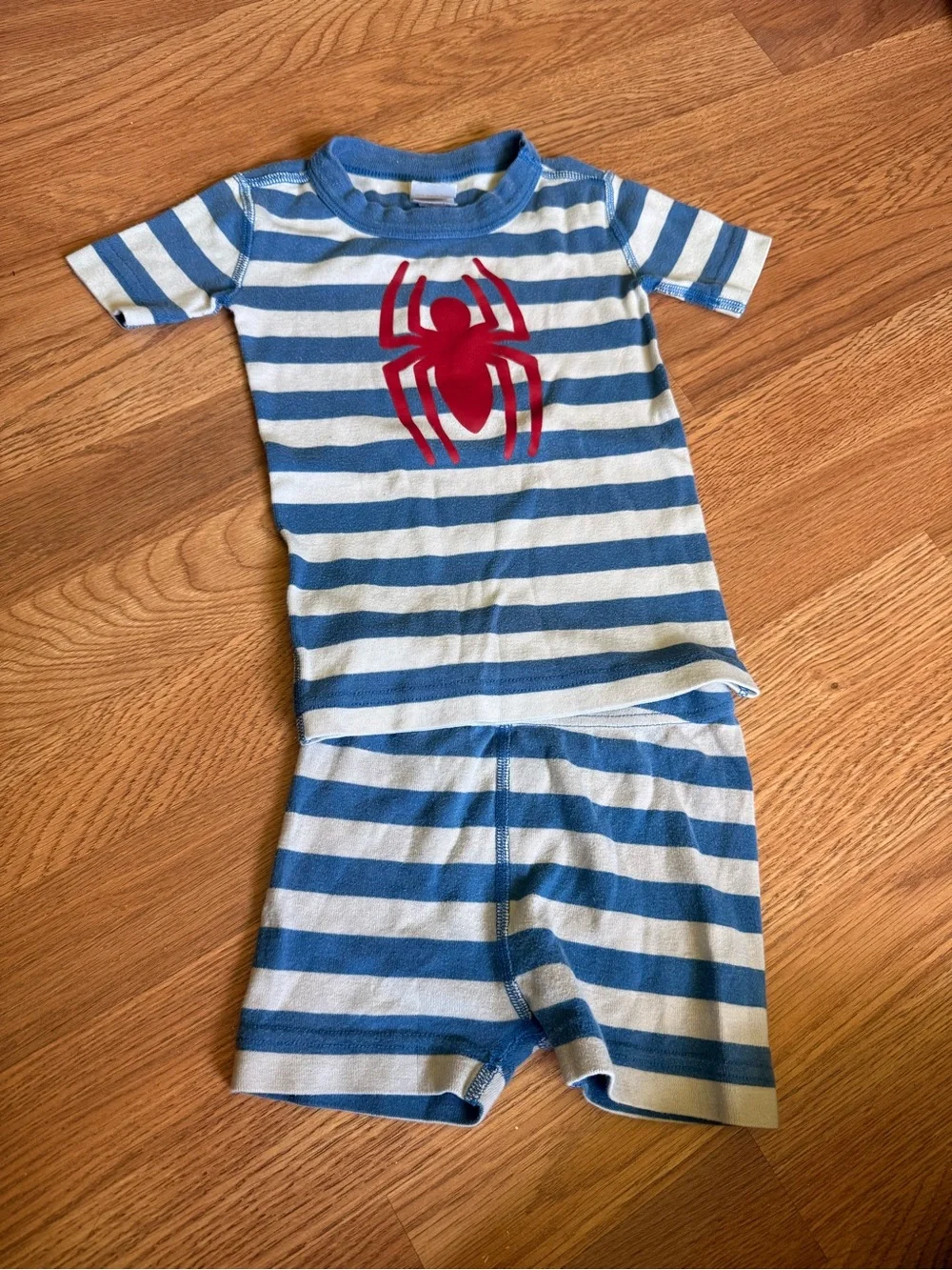 Hanna Andersson Marvel Blue Red White Striped Spider Pajama Set 4